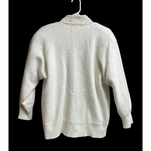 Beldini Vintage Angora Rabbit Hair Cardigan Beaded Lined Sweater Jacket Medium - Picture 12 of 12